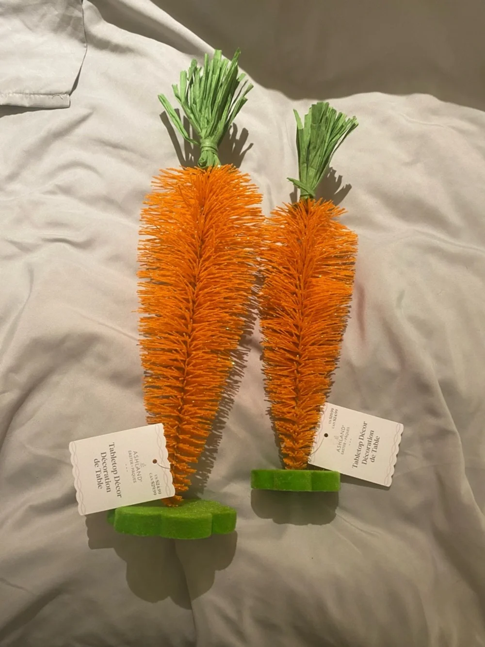 Ashland Orange and Green Carrot Bottle Brush Decoration - 2 pc